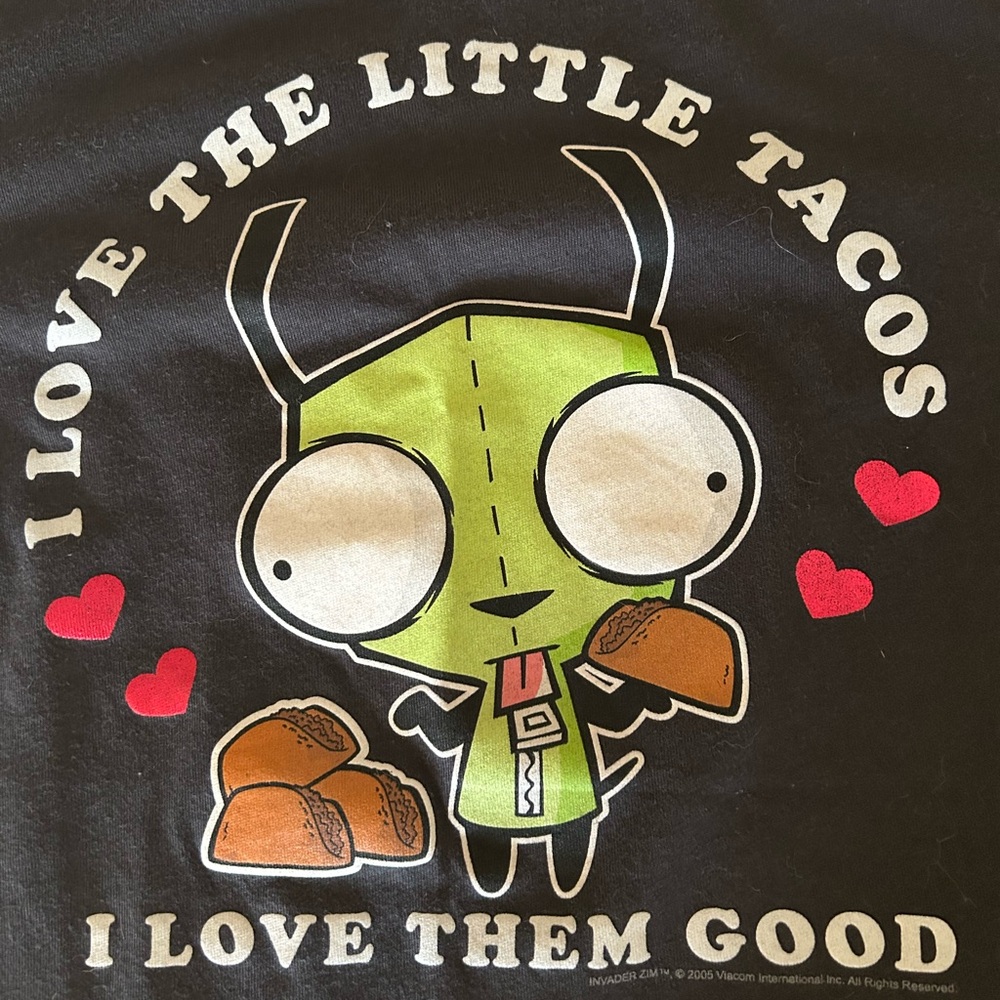 Black T-Shirt Invade Zim Gir and Tacos